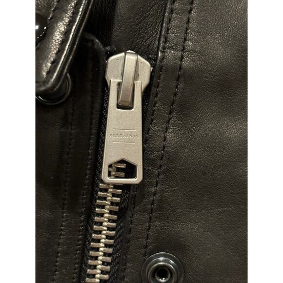 ALLSAINTS Dalby Slim Fit Leather Biker Jacket Size US/4 - Picture 7 of 12